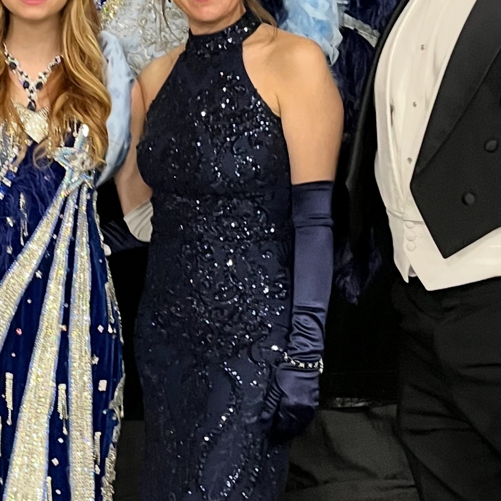 B Darlin Midnight Blue Sequin Dress